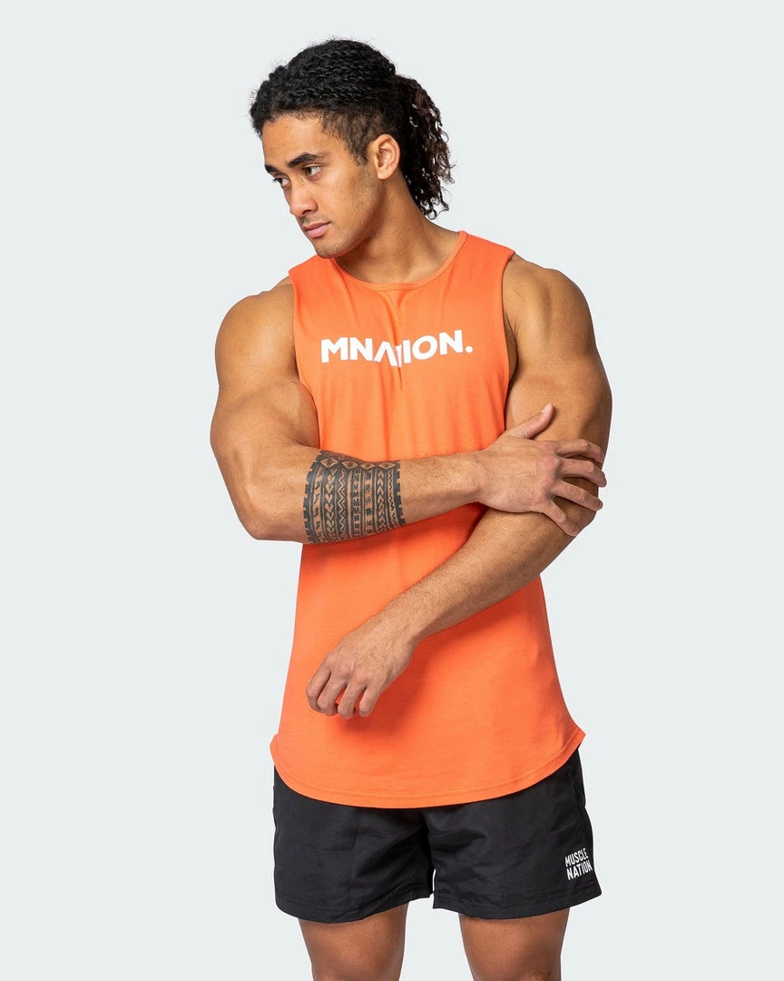 Muscle Nation Mens Drop Arm Tank - Hot Coral 3 Muscle Nation Mens Drop Arm Tank - Hot Coral