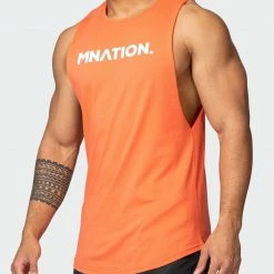 Muscle Nation Mens Drop Arm Tank - Hot Coral