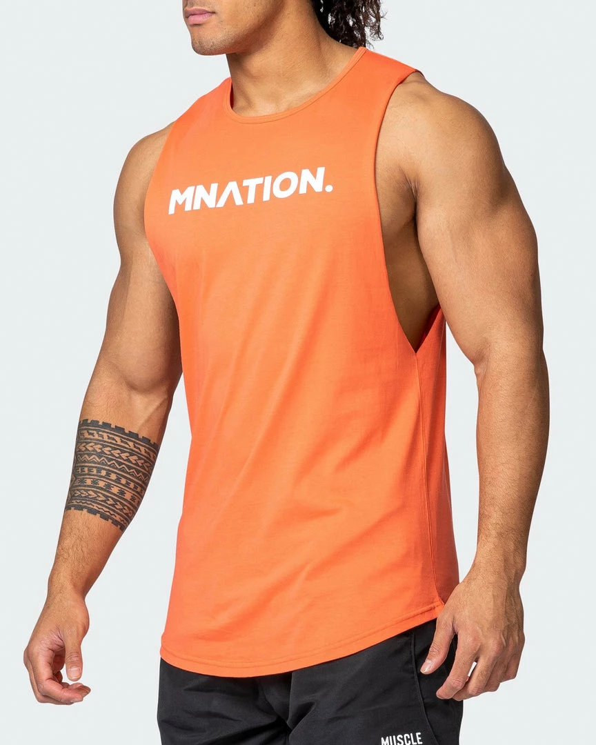 Muscle Nation Mens Drop Arm Tank - Hot Coral 4 Muscle Nation Mens Drop Arm Tank - Hot Coral