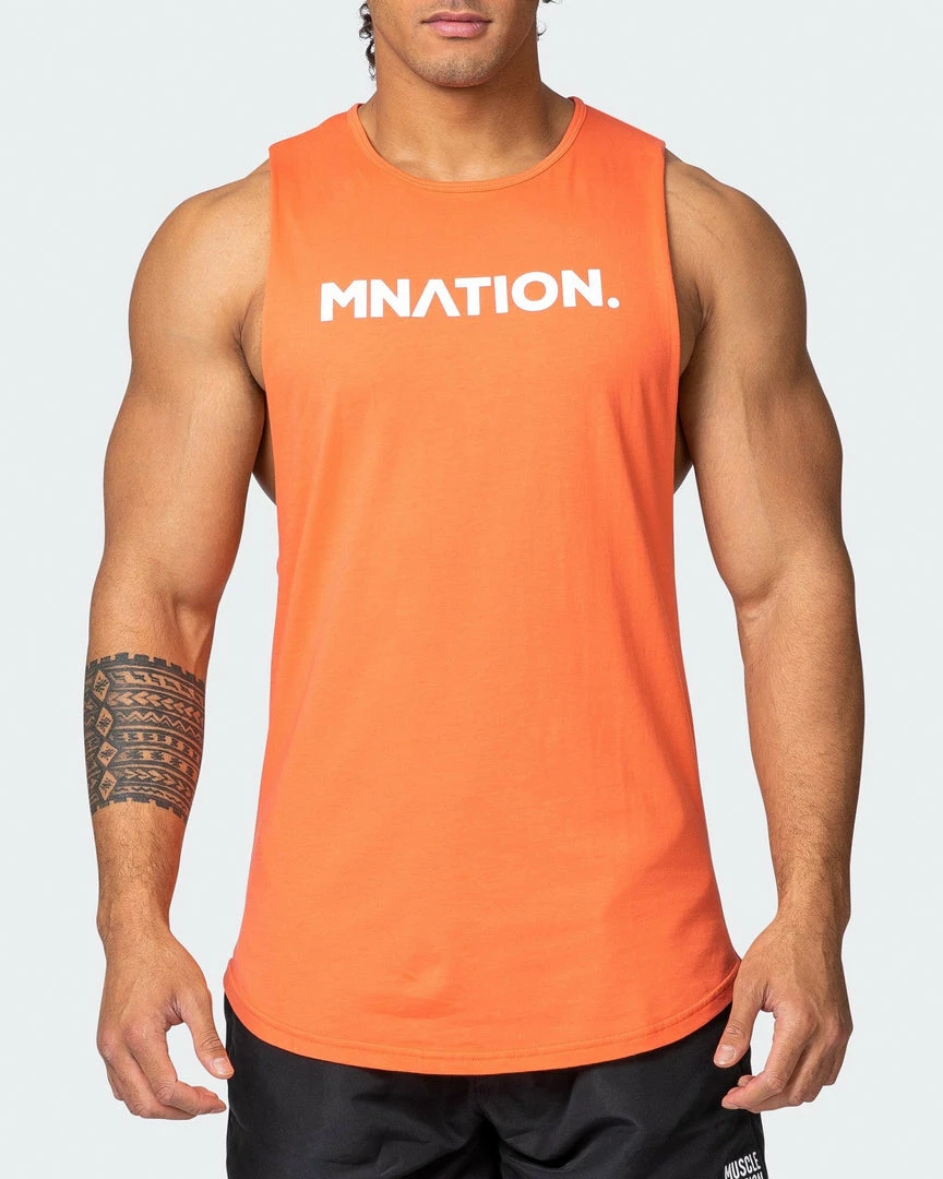 Muscle Nation Mens Drop Arm Tank - Hot Coral 5 Muscle Nation Mens Drop Arm Tank - Hot Coral
