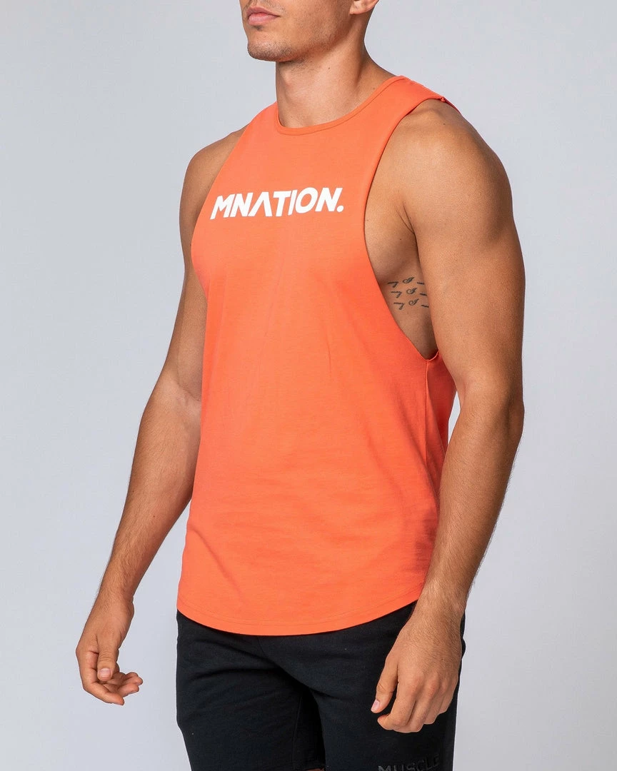 Muscle Nation Mens Drop Arm Tank - Hot Coral 8 Muscle Nation Mens Drop Arm Tank - Hot Coral
