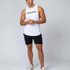 Muscle Nation Drop Arm Tank - White Mens
