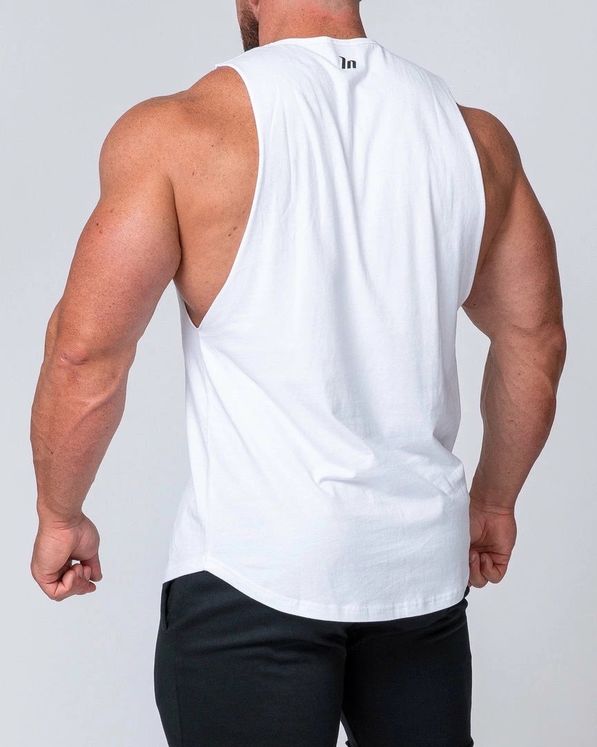 Muscle Nation Drop Arm Tank - White Mens 9 Muscle Nation Drop Arm Tank - White Mens