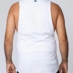 Muscle Nation Drop Arm Tank - White Mens 18 Muscle Nation Drop Arm Tank - White Mens