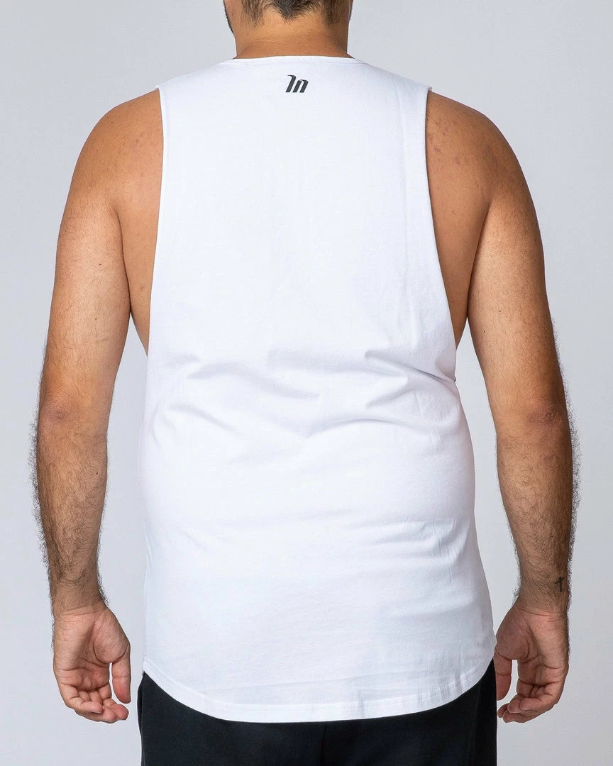 Muscle Nation Drop Arm Tank - White Mens 10 Muscle Nation Drop Arm Tank - White Mens