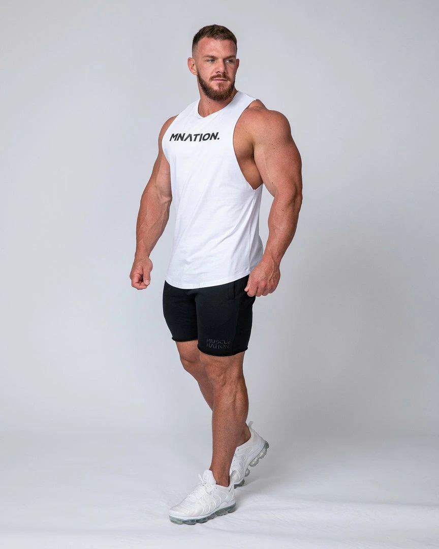 Muscle Nation Drop Arm Tank - White Mens 11 Muscle Nation Drop Arm Tank - White Mens