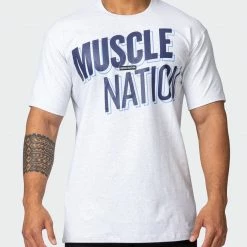 Muscle Nation Duo Branded Tee - White Marl In The Limelight