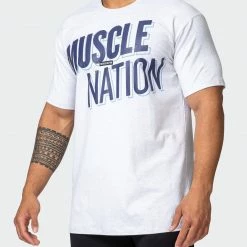 Muscle Nation Duo Branded Tee - White Marl In The Limelight