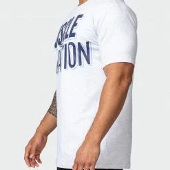 Muscle Nation Duo Branded Tee - White Marl In The Limelight