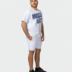 Muscle Nation Duo Branded Tee - White Marl In The Limelight