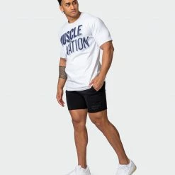Muscle Nation Duo Branded Tee - White Marl In The Limelight
