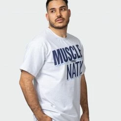 Muscle Nation Duo Branded Tee - White Marl In The Limelight