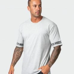 Muscle Nation Exceptional Dual Tee - Light Grey Marl