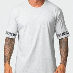 Muscle Nation Exceptional Dual Tee - Light Grey Marl