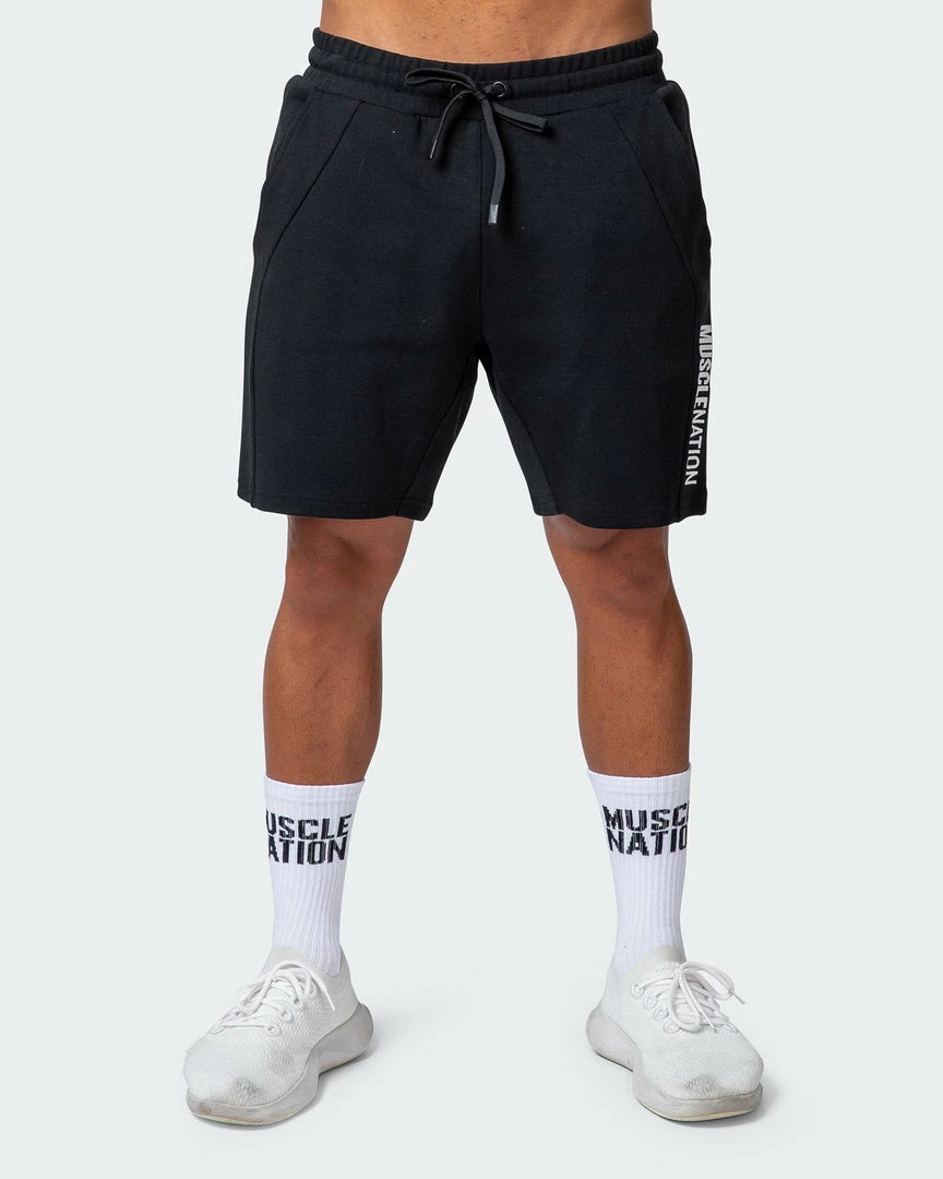 Muscle Nation Mens Laid Back Shorts - Black 4 Muscle Nation Mens Laid Back Shorts - Black