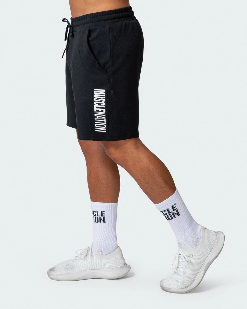 Muscle Nation Mens Laid Back Shorts - Black 7 Muscle Nation Mens Laid Back Shorts - Black