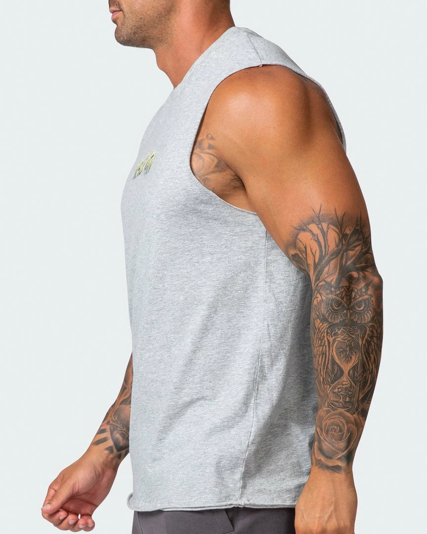 Muscle Nation Leopard Eyes Vintage Tank - Washed Light Grey Marl Mens 5 Muscle Nation Leopard Eyes Vintage Tank - Washed Light Grey Marl Mens