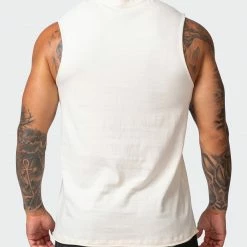 Muscle Nation Mens Lips Vintage Tank - Washed Oatmeal