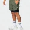 Muscle Nation Max Distance Shorts - Dark Khaki 30% EOFY SALE