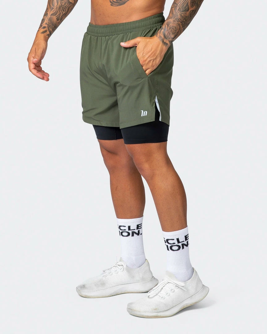 Muscle Nation Max Distance Shorts - Dark Khaki 30% EOFY SALE 3 Muscle Nation Max Distance Shorts - Dark Khaki 30% EOFY SALE