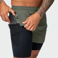 Muscle Nation Max Distance Shorts - Dark Khaki 30% EOFY SALE
