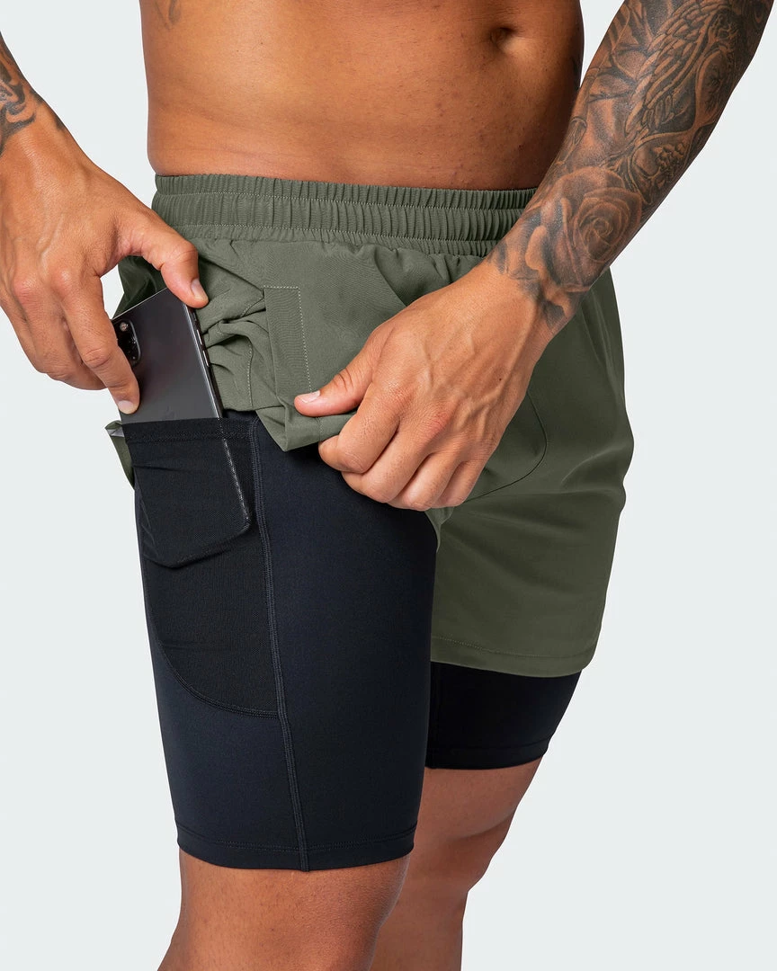 Muscle Nation Max Distance Shorts - Dark Khaki 30% EOFY SALE 4 Muscle Nation Max Distance Shorts - Dark Khaki 30% EOFY SALE