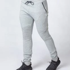 Muscle Nation Moto Tapered Joggers - Light Grey Winter
