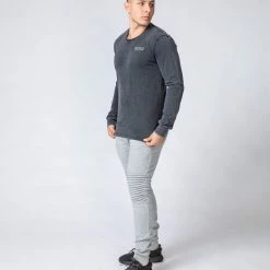 Muscle Nation Moto Tapered Joggers - Light Grey Winter