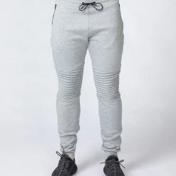 Muscle Nation Moto Tapered Joggers - Light Grey Winter 11 Muscle Nation Moto Tapered Joggers - Light Grey Winter