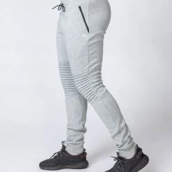 Muscle Nation Moto Tapered Joggers - Light Grey Winter 12 Muscle Nation Moto Tapered Joggers - Light Grey Winter