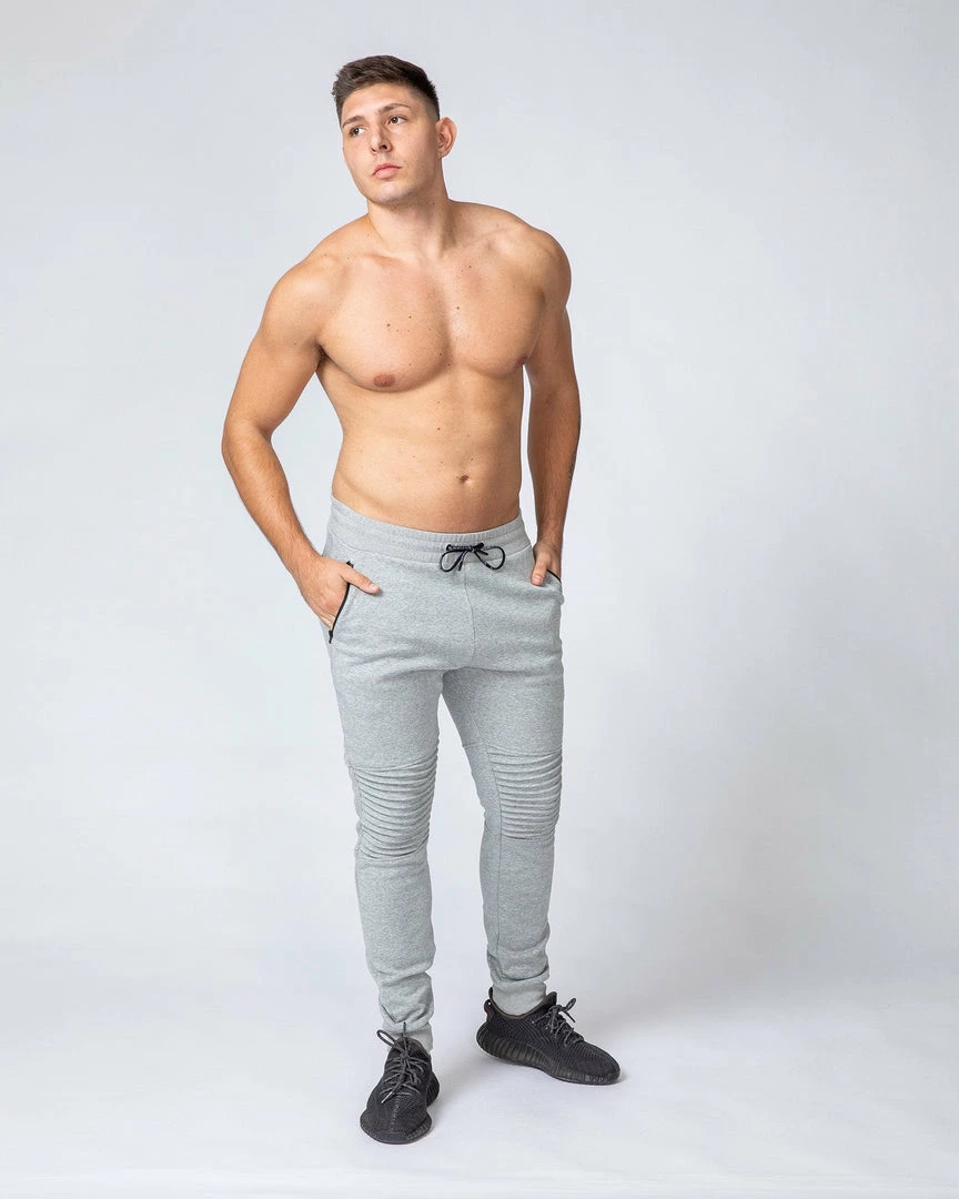 Muscle Nation Moto Tapered Joggers - Light Grey Winter 9 Muscle Nation Moto Tapered Joggers - Light Grey Winter