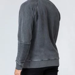 Muscle Nation Moto Vintage Pullover - Washed Black Winter