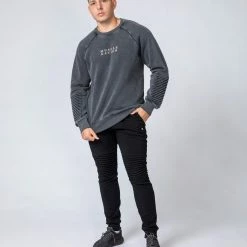 Muscle Nation Moto Vintage Pullover - Washed Black Winter