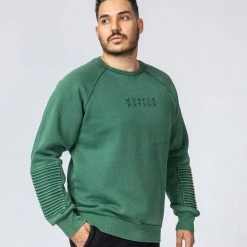 Muscle Nation Winter Moto Vintage Pullover - Washed Fir Green