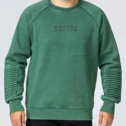 Muscle Nation Winter Moto Vintage Pullover - Washed Fir Green