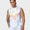 Muscle Nation Neon Eagle Oversized Tie Dye Tank - White / Cashmere Blue Tie Dye In The Limelight