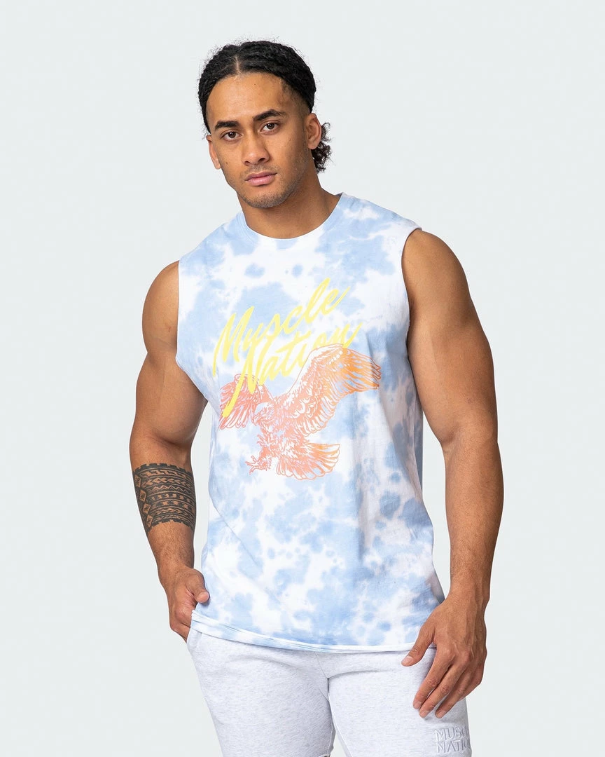 Muscle Nation Neon Eagle Oversized Tie Dye Tank - White / Cashmere Blue Tie Dye In The Limelight 3 Muscle Nation Neon Eagle Oversized Tie Dye Tank - White / Cashmere Blue Tie Dye In The Limelight