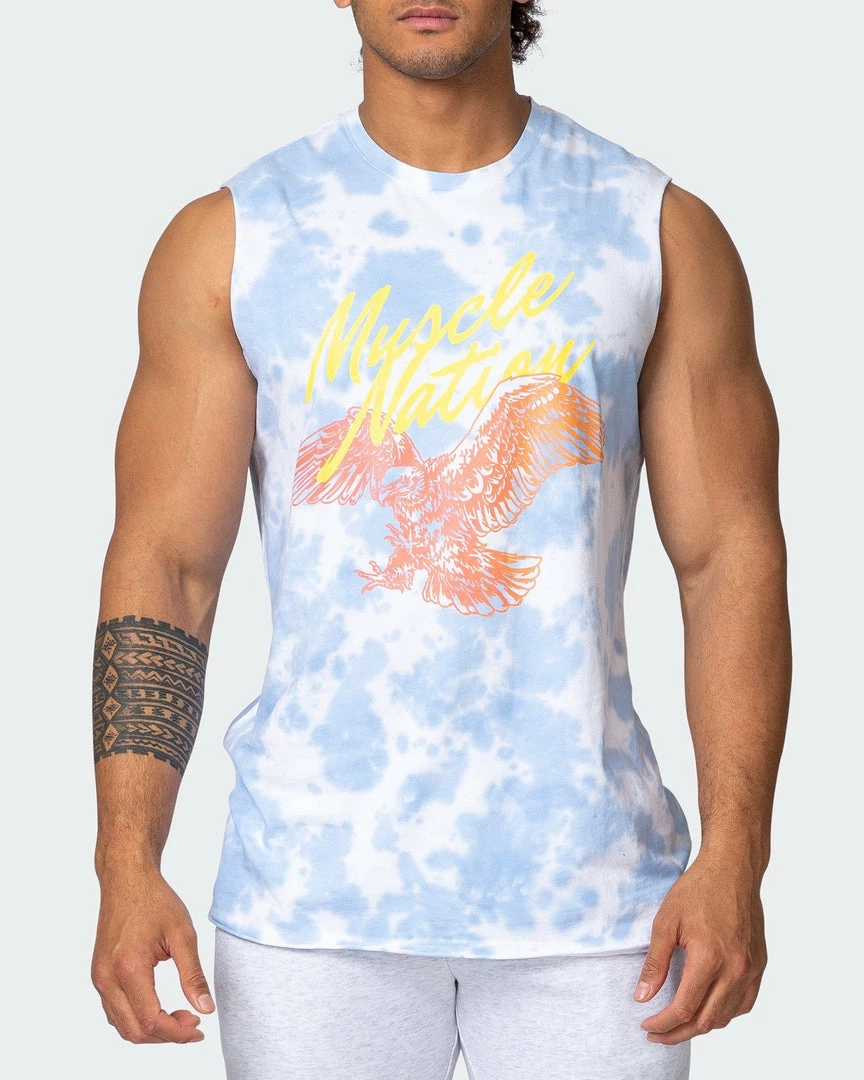 Muscle Nation Neon Eagle Oversized Tie Dye Tank - White / Cashmere Blue Tie Dye In The Limelight 4 Muscle Nation Neon Eagle Oversized Tie Dye Tank - White / Cashmere Blue Tie Dye In The Limelight