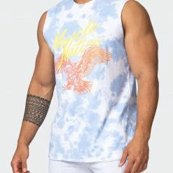 Muscle Nation Neon Eagle Oversized Tie Dye Tank - White / Cashmere Blue Tie Dye In The Limelight 11 Muscle Nation Neon Eagle Oversized Tie Dye Tank - White / Cashmere Blue Tie Dye In The Limelight