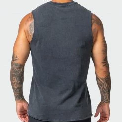 Muscle Nation 30% EOFY SALE Neon Grid Vintage Tank - Washed Black