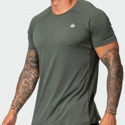 Muscle Nation New Heights Running Tee - Dark Khaki 30% EOFY SALE
