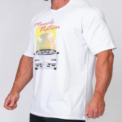 Muscle Nation Mens Oversized Vintage Tee - Lambo