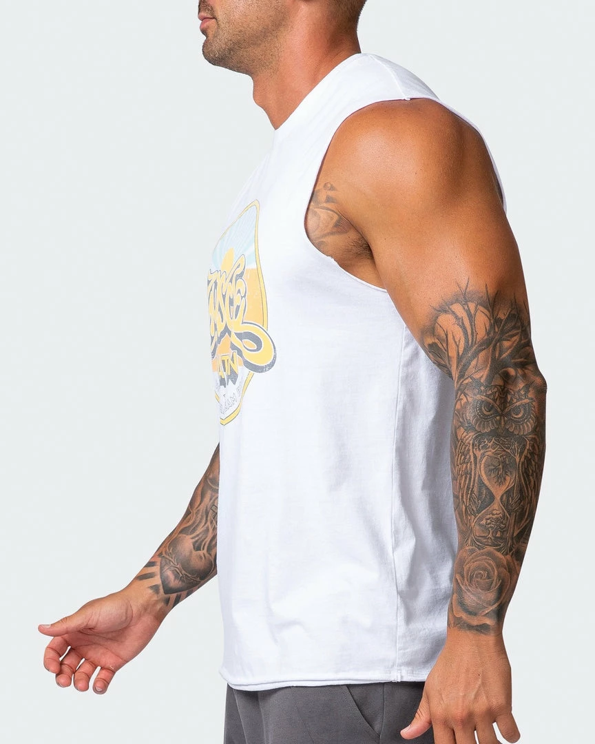 Muscle Nation Retro Vibes Vintage Tank - Washed White Mens 6 Muscle Nation Retro Vibes Vintage Tank - Washed White Mens