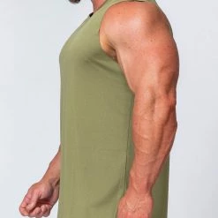 Muscle Nation Mens Running Tank - Olive