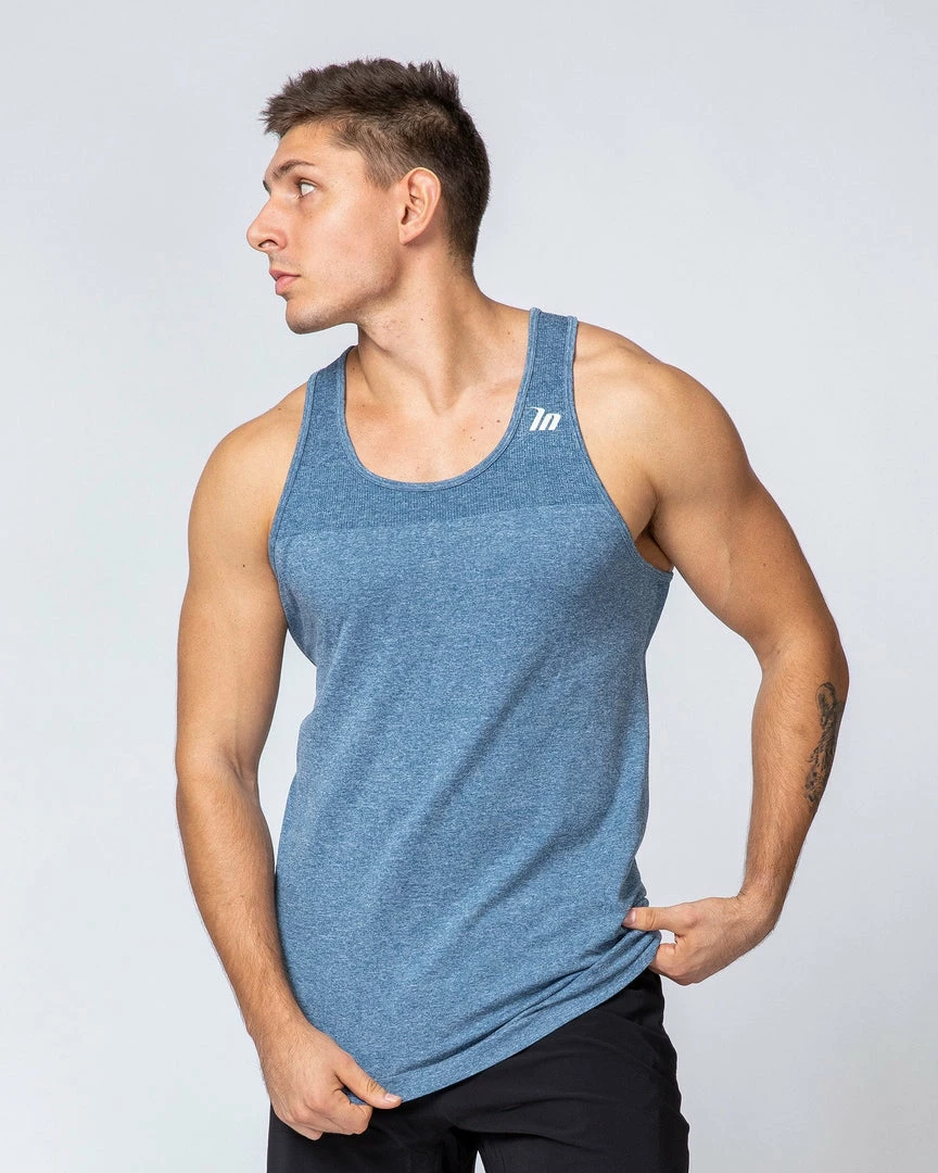 Muscle Nation Seamless Tank - Navy Marl Mens 6 Muscle Nation Seamless Tank - Navy Marl Mens