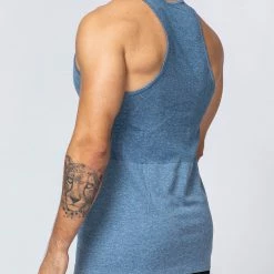 Muscle Nation Seamless Tank - Navy Marl Mens 17 Muscle Nation Seamless Tank - Navy Marl Mens