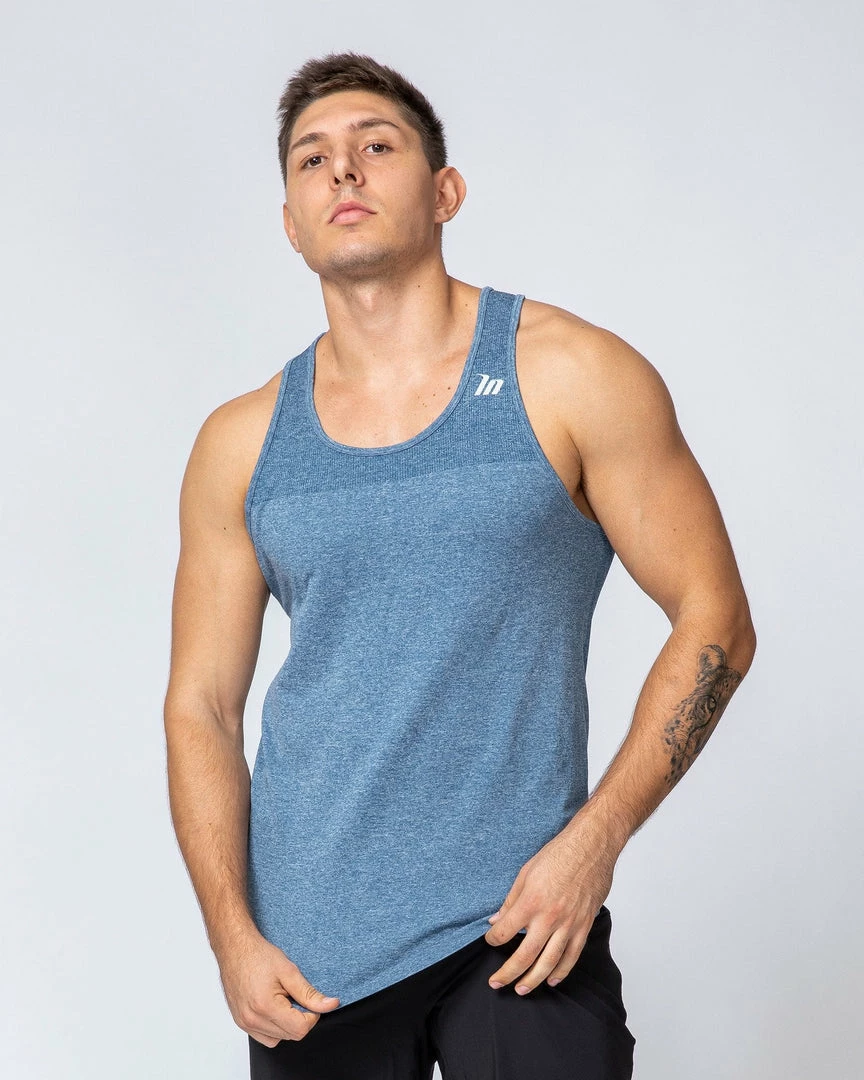 Muscle Nation Seamless Tank - Navy Marl Mens 11 Muscle Nation Seamless Tank - Navy Marl Mens