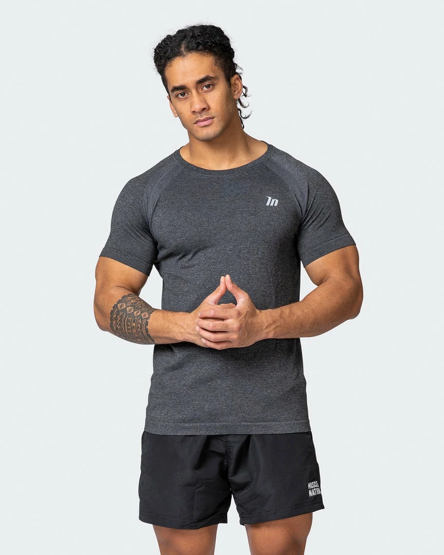 Muscle Nation Mens Seamless Tee - Charcoal Marl 3 Muscle Nation Mens Seamless Tee - Charcoal Marl