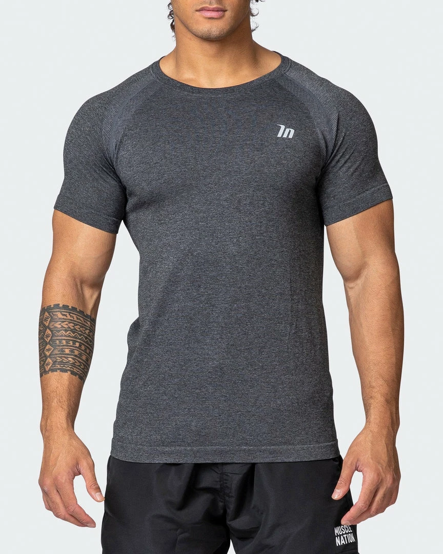 Muscle Nation Mens Seamless Tee - Charcoal Marl 4 Muscle Nation Mens Seamless Tee - Charcoal Marl