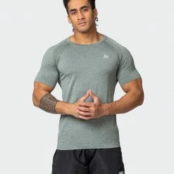 Muscle Nation Mens Seamless Tee - Khaki Marl